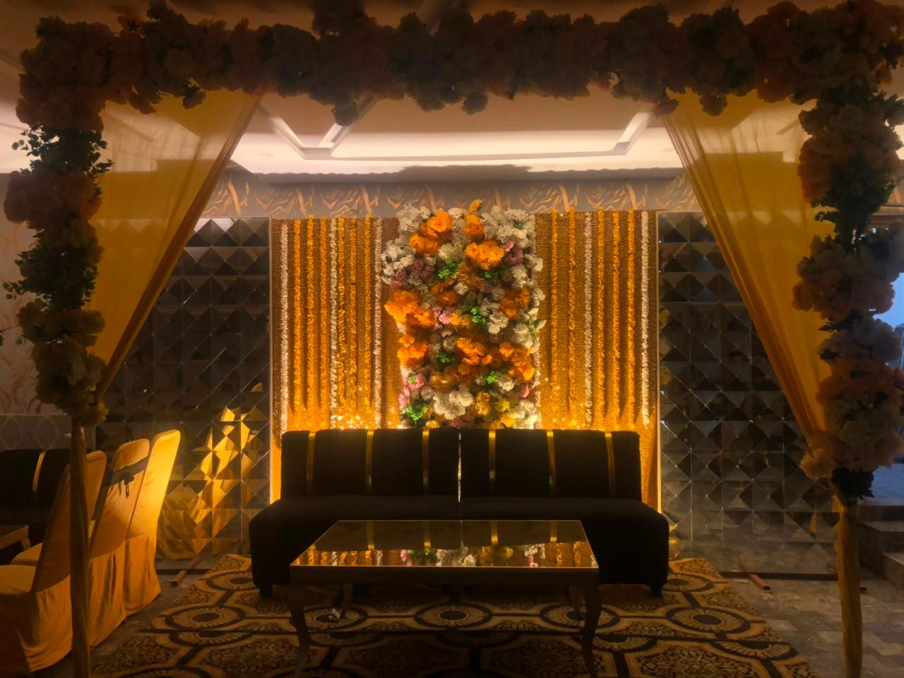Marigold Floral Arch — Mehndi Stage